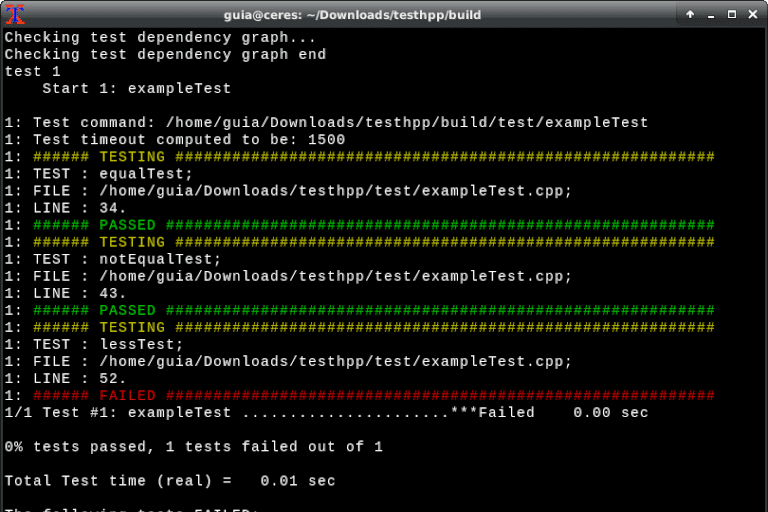 Simples biblioteca de teste C++
